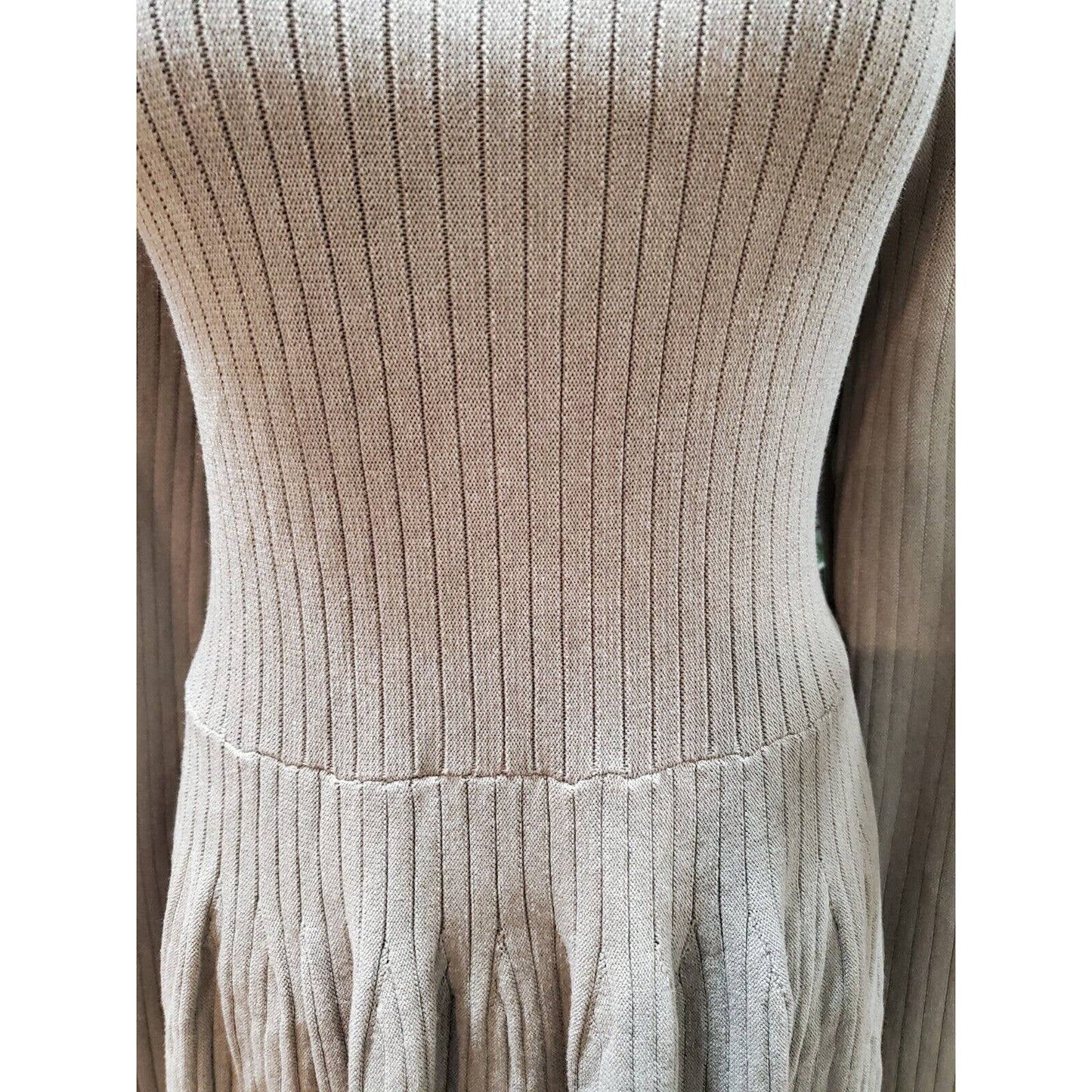 Signature Women's Beige Round Neck Long Sleeve Knee Length Sweater Dress XL