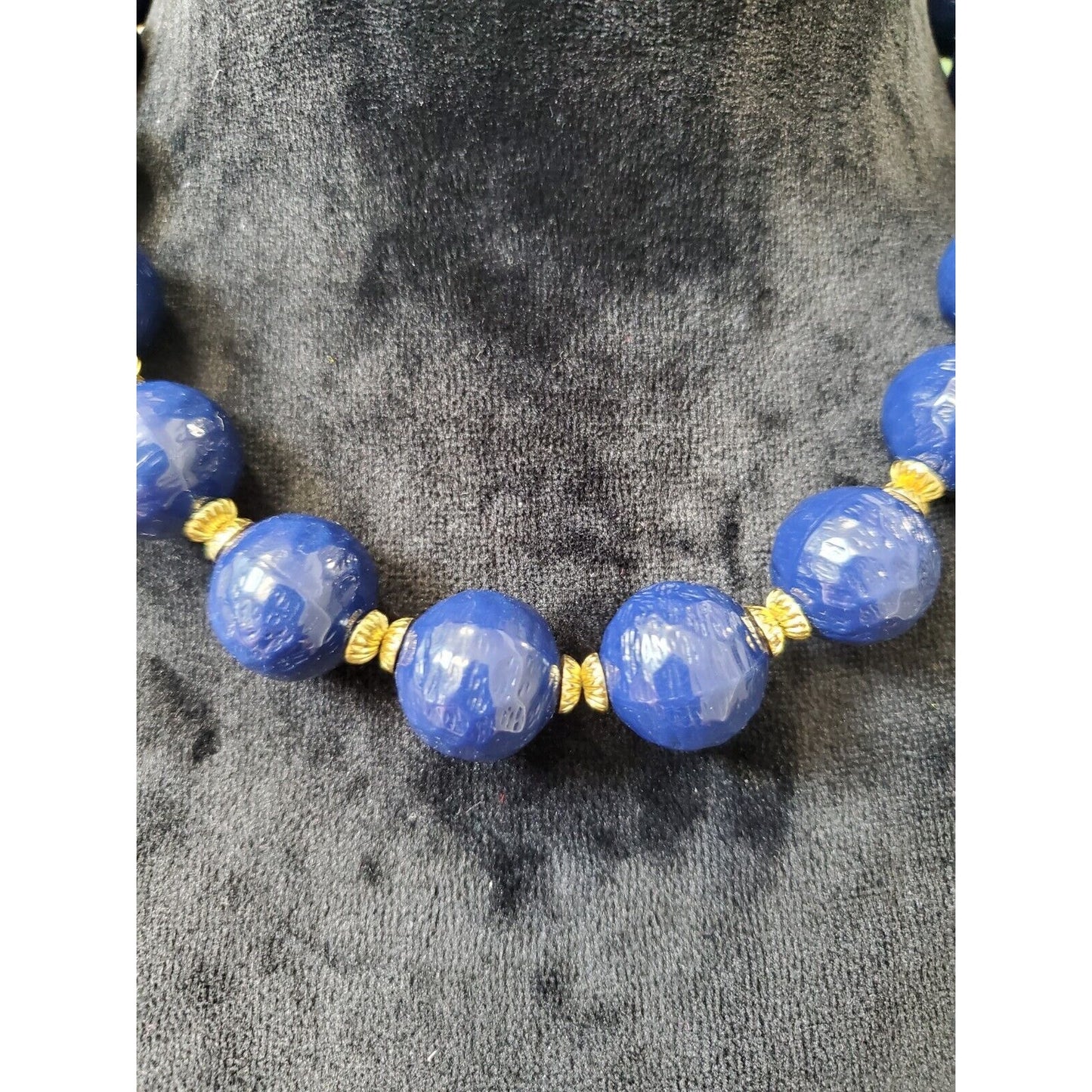 Women's Blue Pearls With Gold Accents Fashion Jewelry Necklace