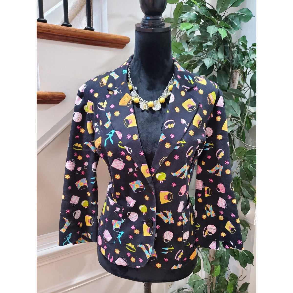 Briggs New York Womens Multicolor Single Breasted 2 Button Blazer Jacket Size 12