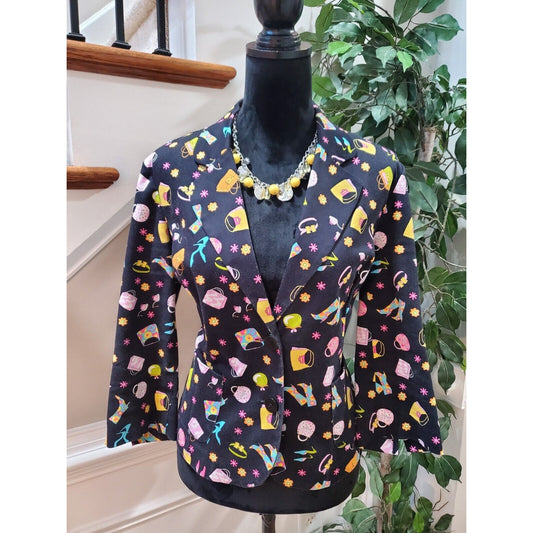 Briggs New York Womens Multicolor Single Breasted 2 Button Blazer Jacket Size 12