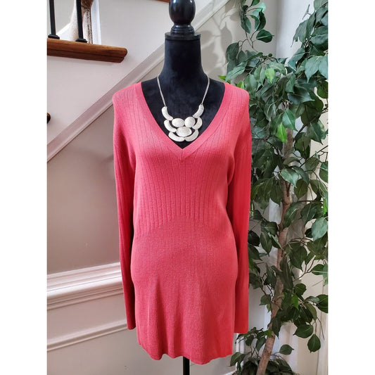 Lane Bryant Women's Pink Rayon V-Neck Long Sleeve Casual Top Blouse Size 22/24