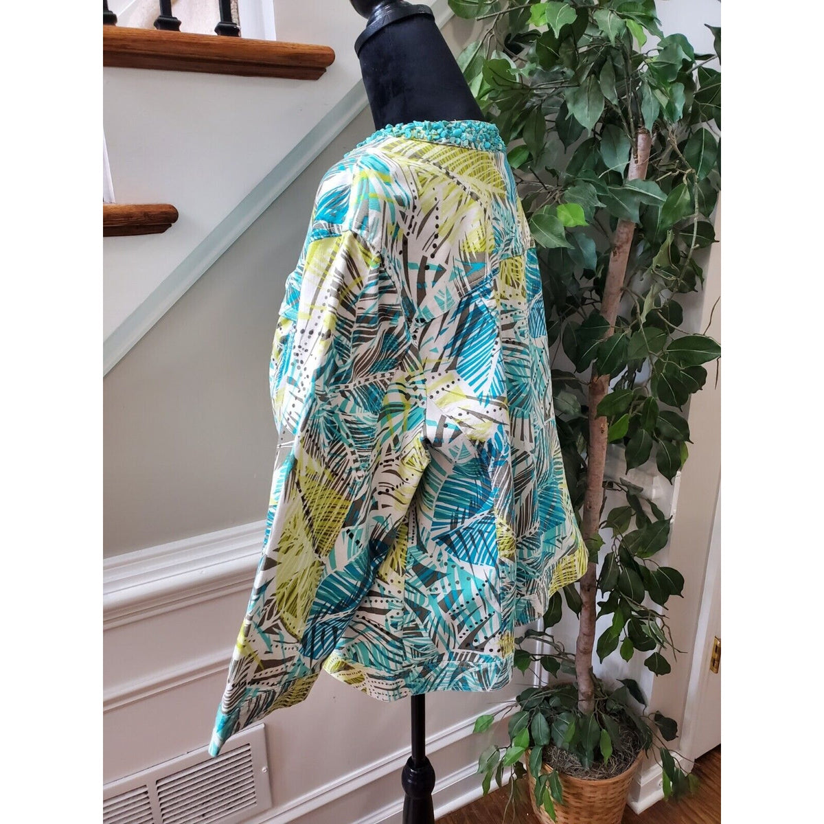 Ruby Rd. Women Multicolor Cotton Long Sleeve Button Front Jacket Blazer Size 22W