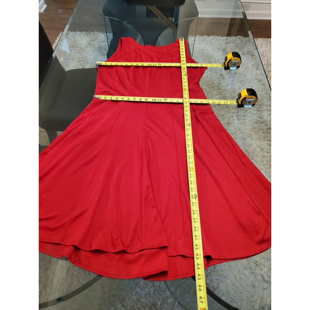 Blooming Rose Women Red Polyester Round Neck Sleeveless Knee Length Dress XL