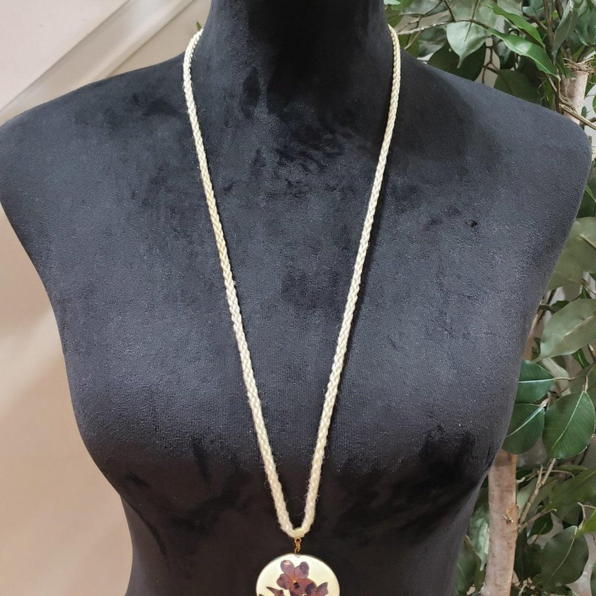 Womens Cherry Blossom Theme Round Flower Teardrop Pendant Necklace