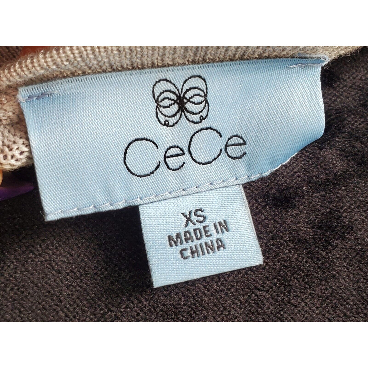 CeCe Women's Gray Cotton Round Neck Long Sleeve Casual Knee Length Dress Size XS