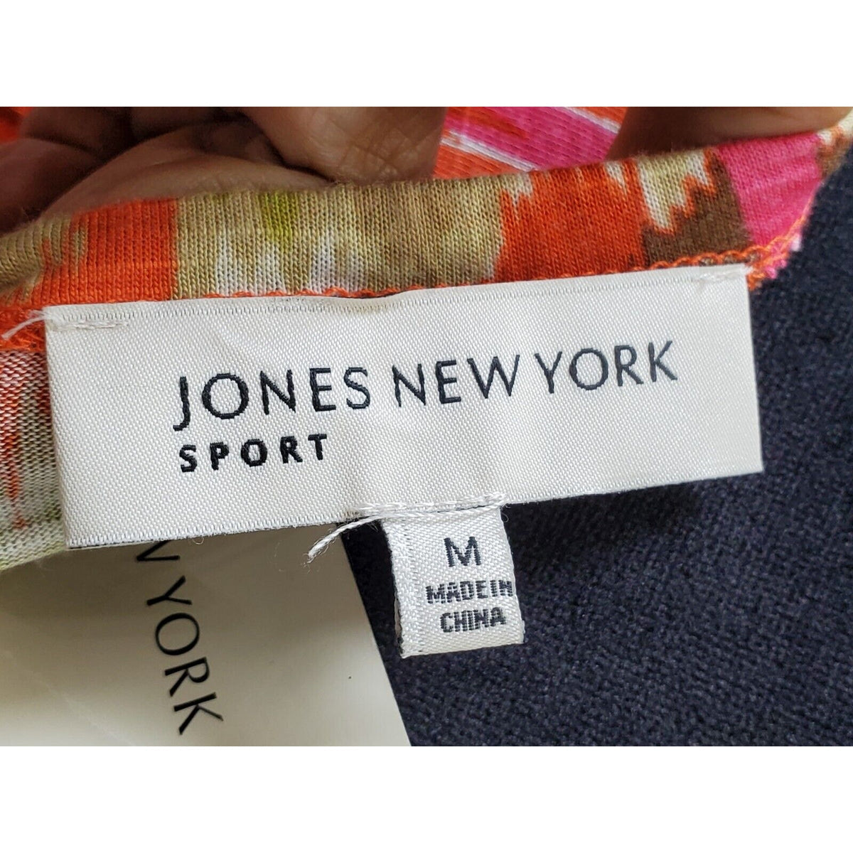 Jones New York Women Multicolor Viscose Scoop Neck Long Sleeve Top Blouse Size M