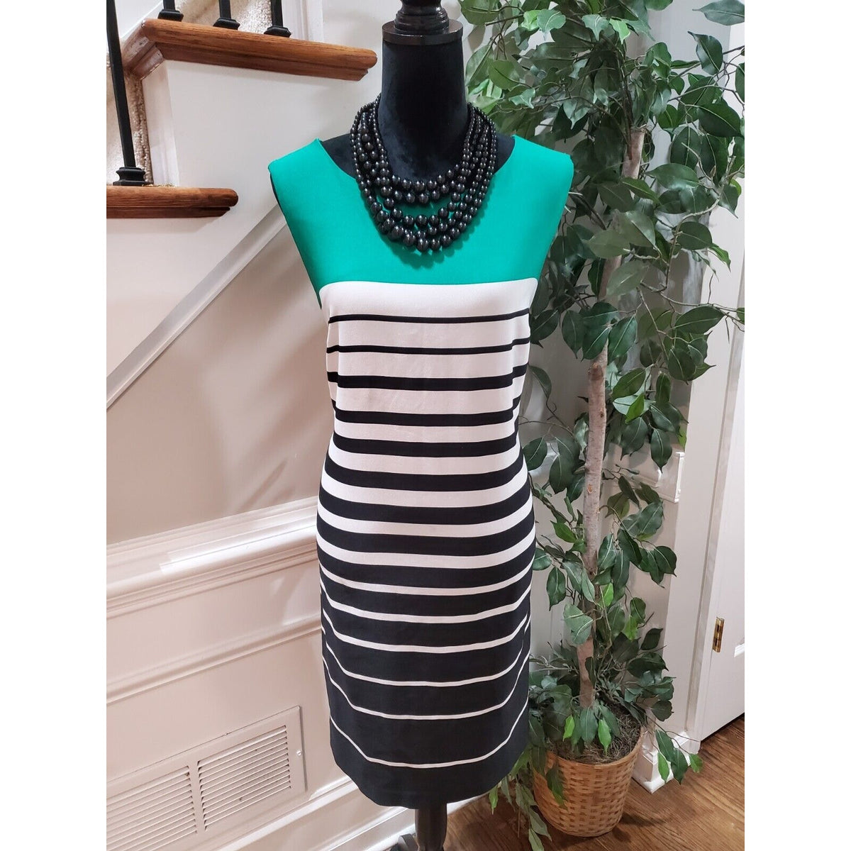 Voir Voir Women Multi Polyester Sleeveless Round Neck Knee Length Dress Size 14W