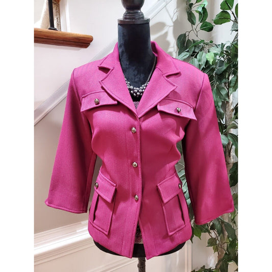 R&K Women Purple 100% Polyester Single Breasted Long Sleeve Top & Coat Size 10