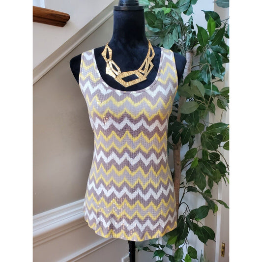 INC Women Multicolor Polyester Scoop Neck Sleeveless Pullover Top Blouse Small
