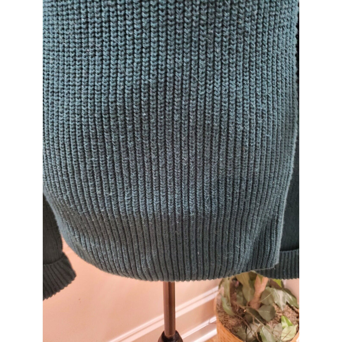 Calson Women's Green Cotton Long Sleeve Mock Neck Pullover Knit Sweater Small