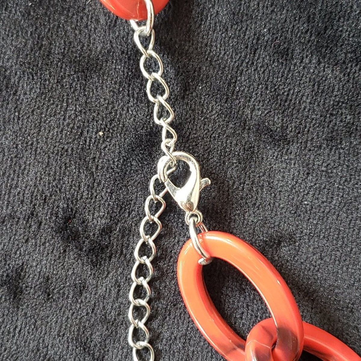 Women's Red Thick Lightweight Link Resin Rings Stylish Necklace