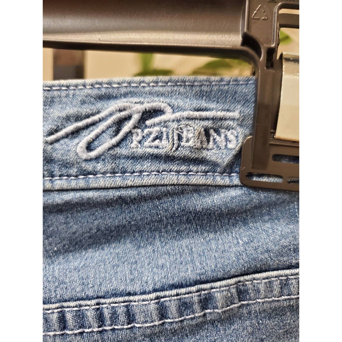 PZI Women's Blue Denim Cotton Mid Rise Straight Jeans Casual Pants Size 8 Short