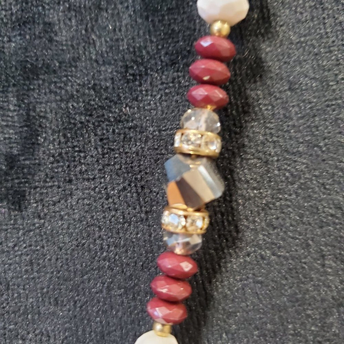 Women's Red & White Long Tassel with Lobster Clasp Pendant Necklace