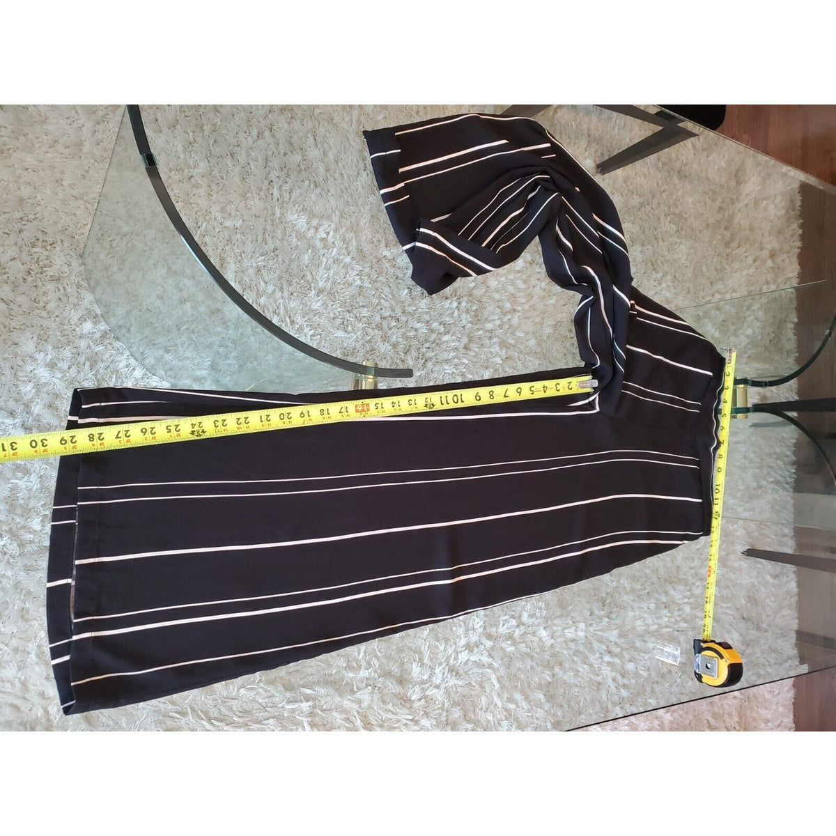 Coco Bianco Womens Black White Striped 100% Polyester Back Zipper Pants Small