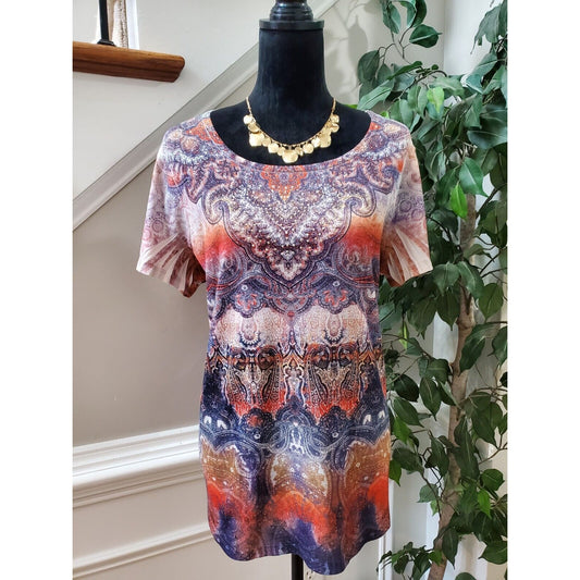 EST.1946 Women's Multicolor Polyester Round Neck Short Sleeve Top Blouse 14/16