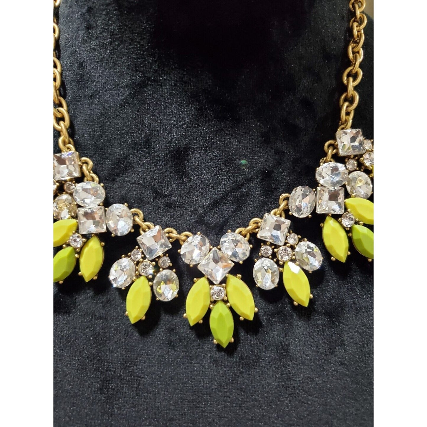 J. Crew Multicolored Rhinestone Gold Chain Stylish Necklace