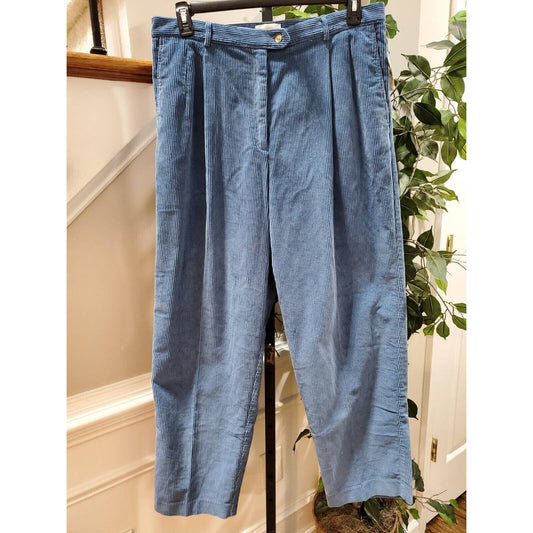 Talbots Women's Blue 100% Cotton Mid Rise Corduroy Casual Pant Size 18W