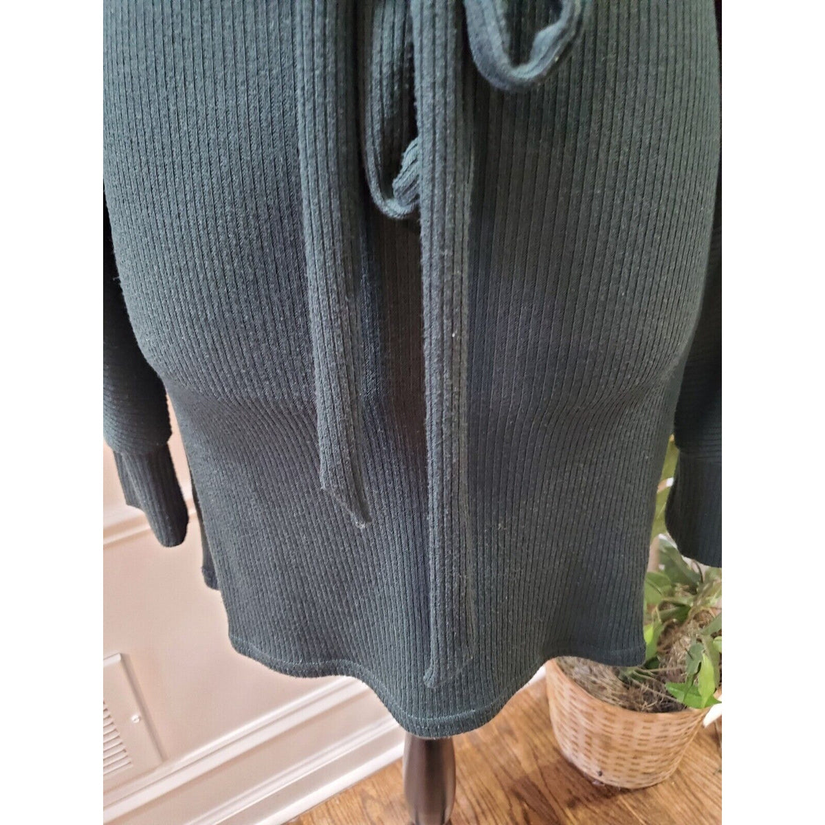 Revamped Women's Green Polyester Round Neck Long Sleeve Knee Length Dress Medium