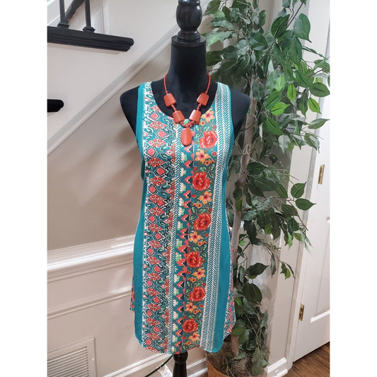 Everly Women's Multicolor Floral Sleeveless Round Neck Knee Length Dress Small