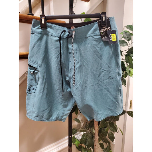 Volcom Men's Blue Polyester Elastic Waist Lido Heather Mod Boardshort Size 30