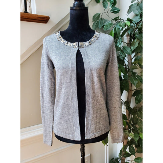 Banana Republic Women's Gray Polyester Round Neck Long Sleeve Top Blouse Size S