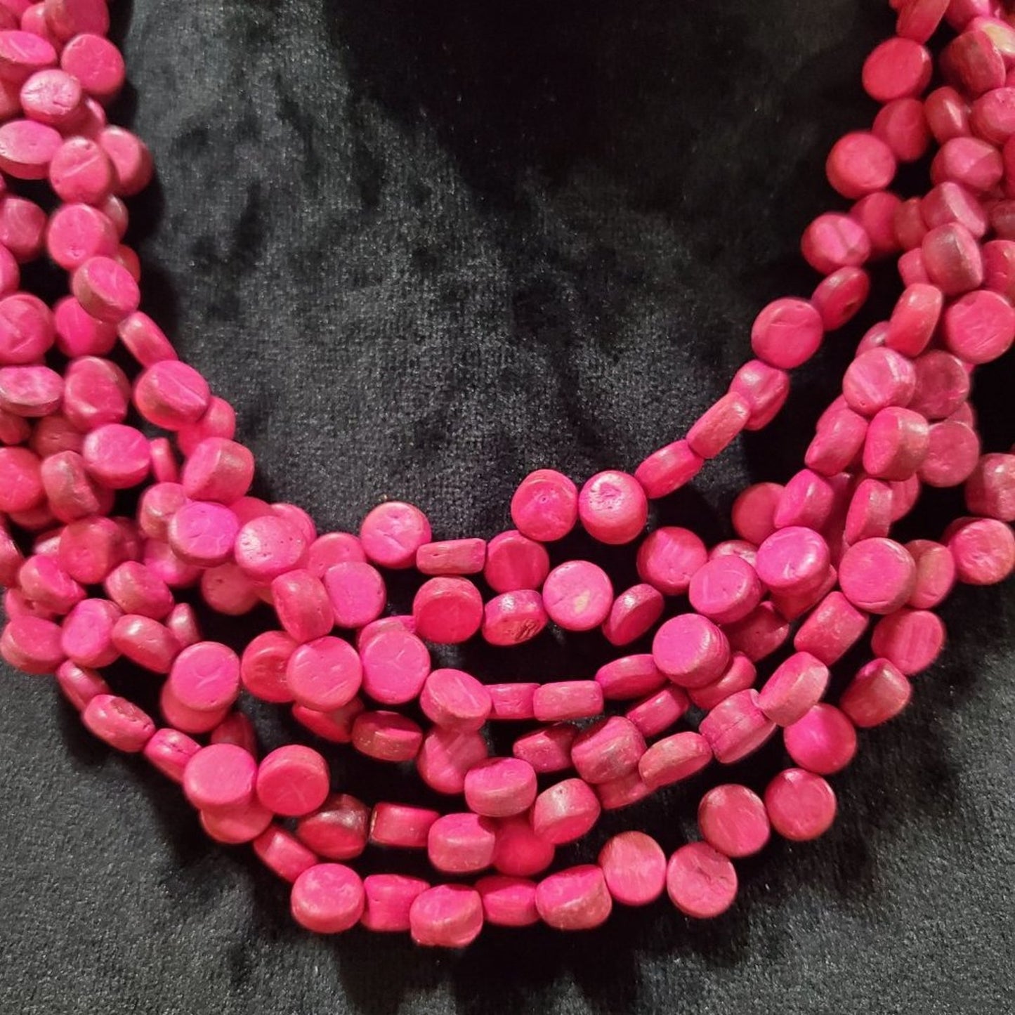Women's Red Multilayer Round Beaded Pearl Chunky Fashion Jewelry Necklace