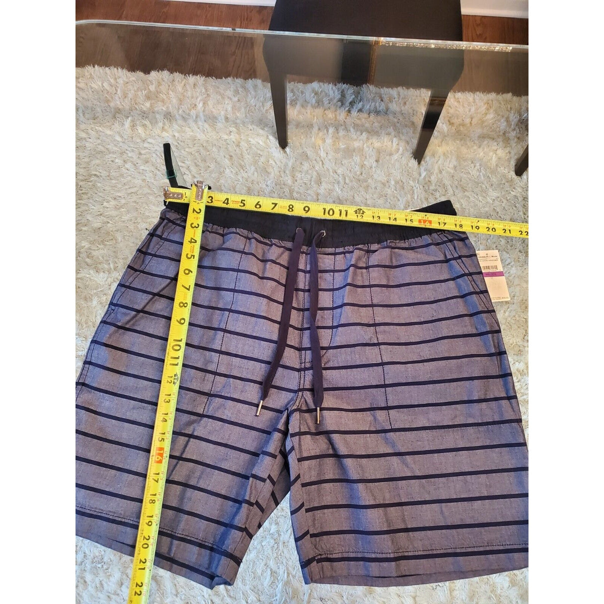 Penguin Men's Gray Striped Polyester Slim Fit Swim Trunk Logo Shorts Size 2XL