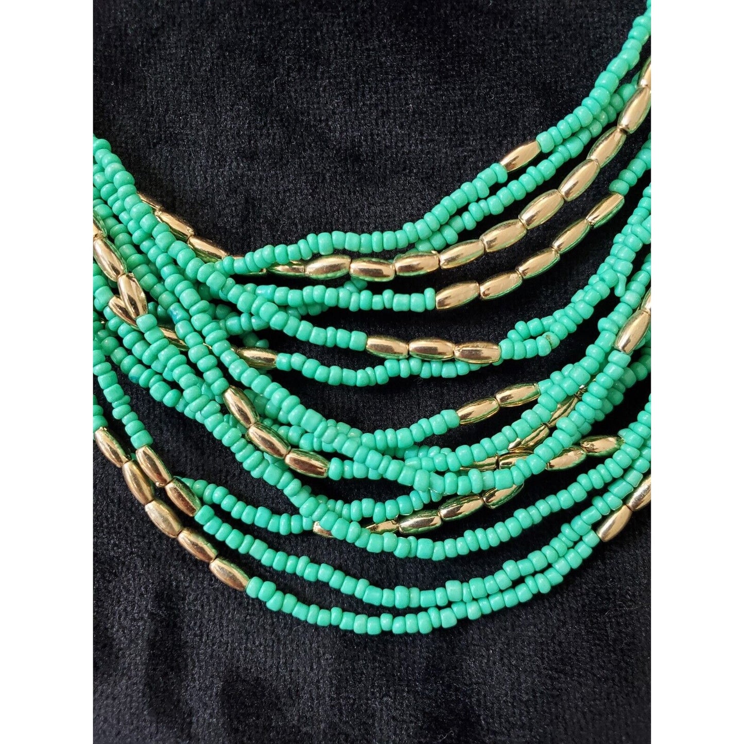 Charming Charlie Blue Multi Layered Seed Bead Fashion Jewelry Necklace