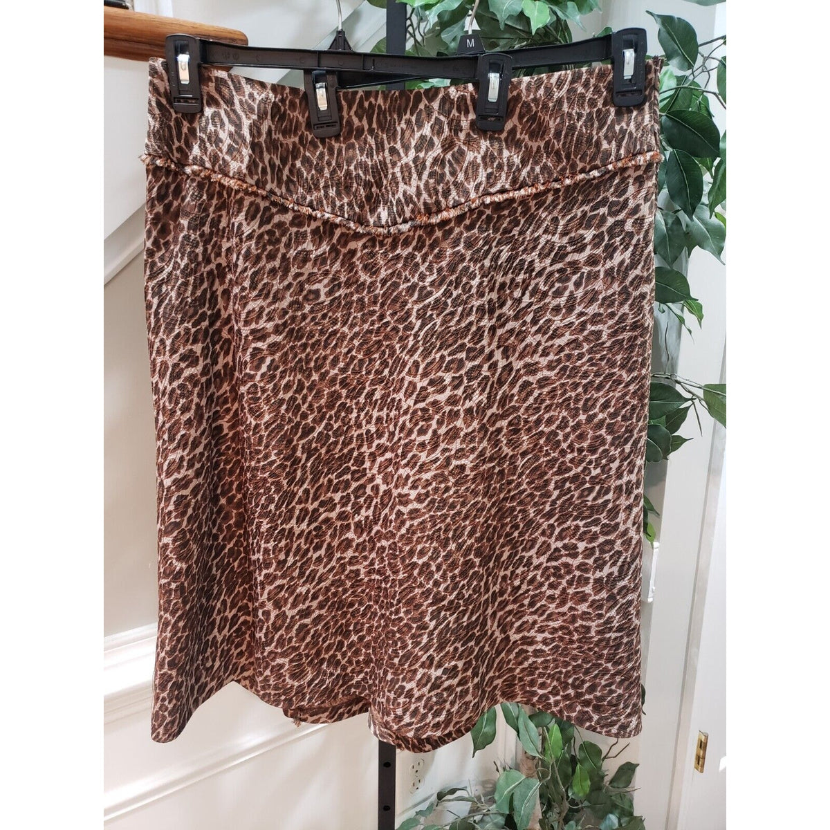 ECI Womens Brown Leopard Print Polyester Flat Front Casual Pencil Skirt Size 16W