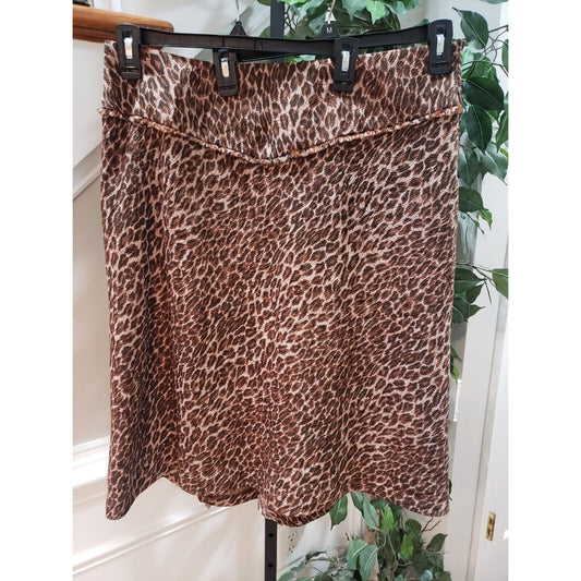 ECI Womens Brown Leopard Print Polyester Flat Front Casual Pencil Skirt Size 16W