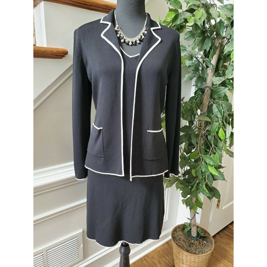 Vertigo Paris Women's Black Rayon LongSleeve 2 Piece Blazer & Skirt Dress Size M