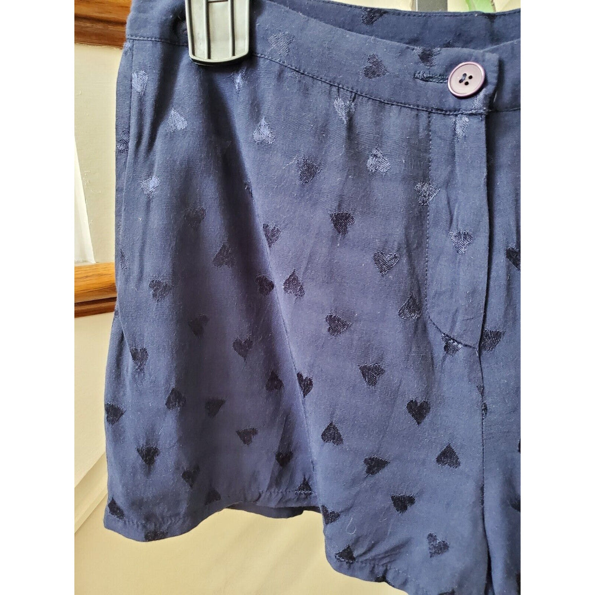 Lab Women's Blue 100% Viscose Flat Front Bottoms Casual Shorts Size Medium