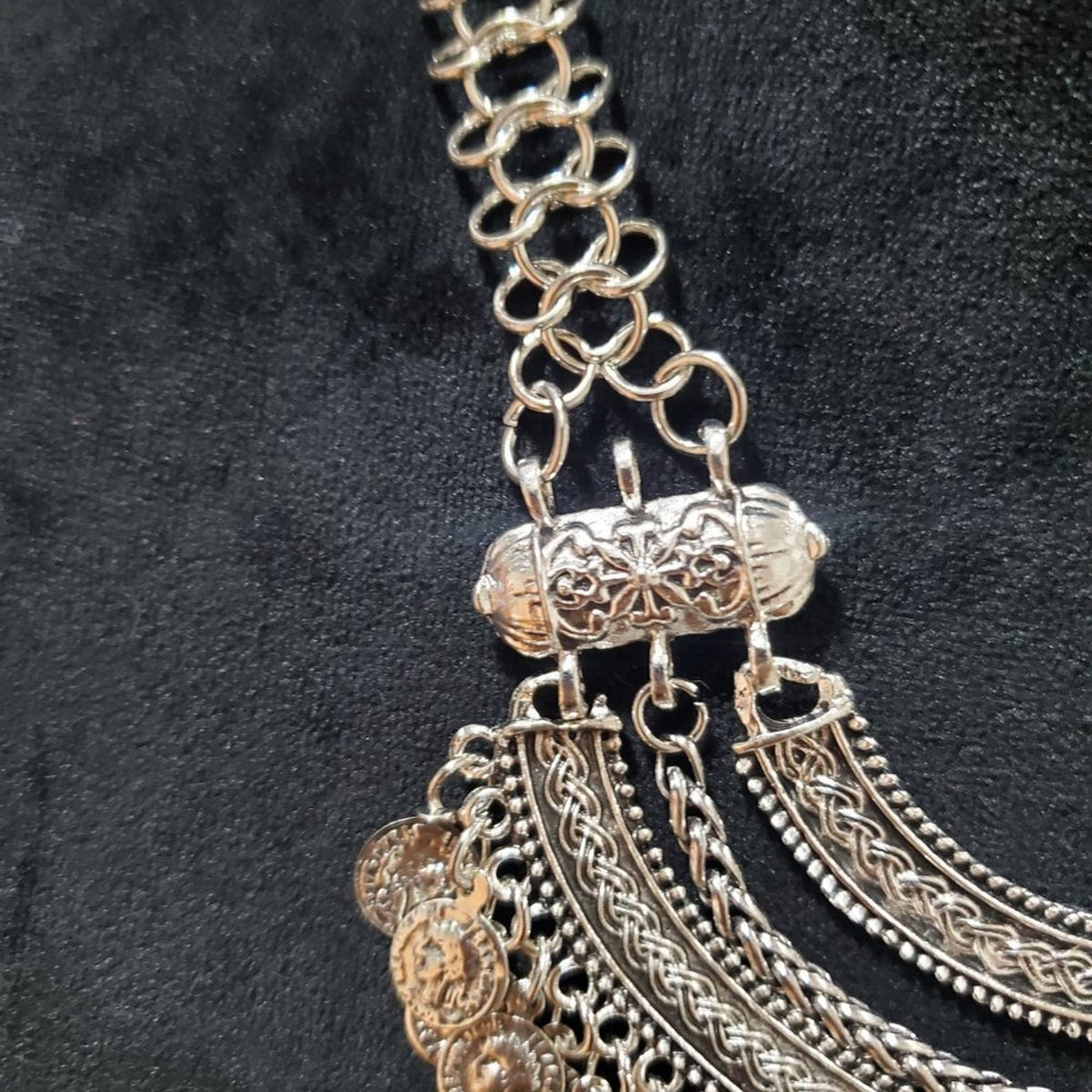 Womens Vintage Boho Chic Silver Coin Multilayer Chocker Fashion Jewelry Necklace