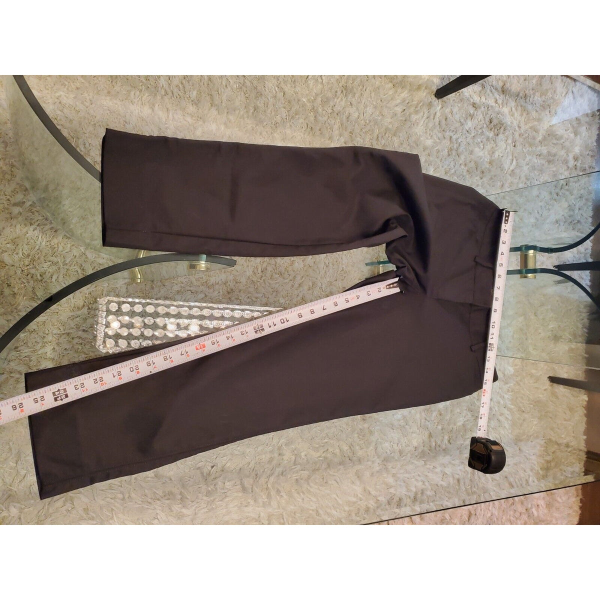White House Black Market Women Black Cotton Straight Leg Belt Loops Pant Size 6R