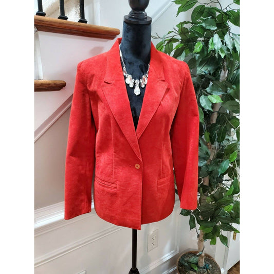 Vintage Count Romi Solid Red Single Breasted Long Sleeve Fitted Blazer Size 10