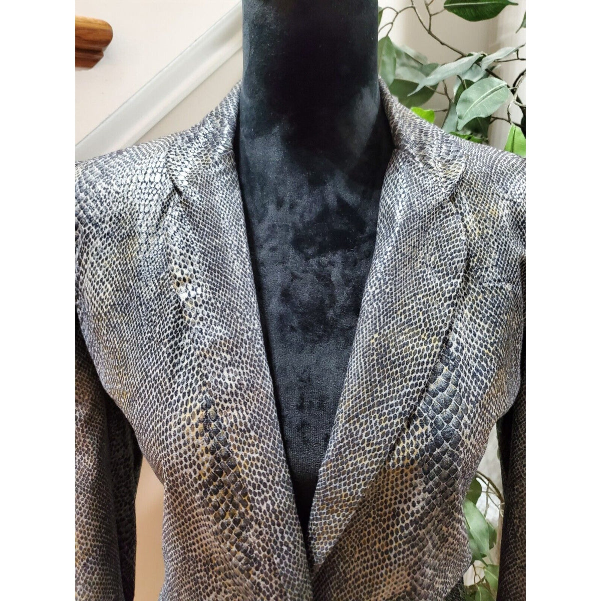 Cigliano Women Gray Polyester Single Breasted Long Sleeve Jacket Blazer Size 4