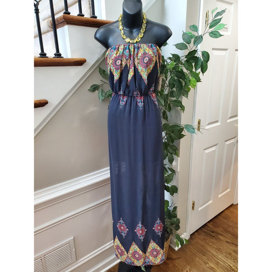 Love Tree Women's Black Polyester Off the Shoulder Long Maxi Dress Size Medium