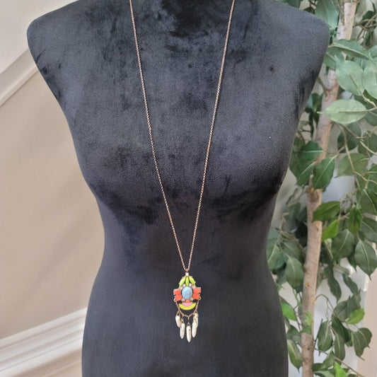 Women's Colorful Shiny Gold Color Long Plant Necklace