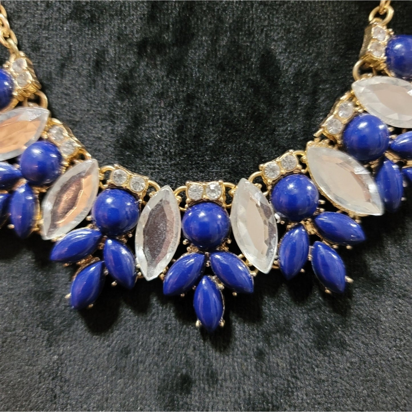 Blue and Crystal Goldtone Necklace