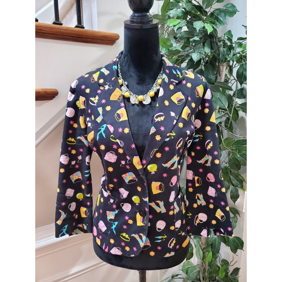 Briggs New York Womens Multicolor Single Breasted 2 Button Blazer Jacket Size 12