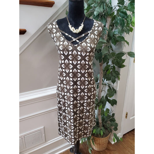 New Directions Women's Multicolor Polyester Round Neck Knee Lenght Dress Size XL