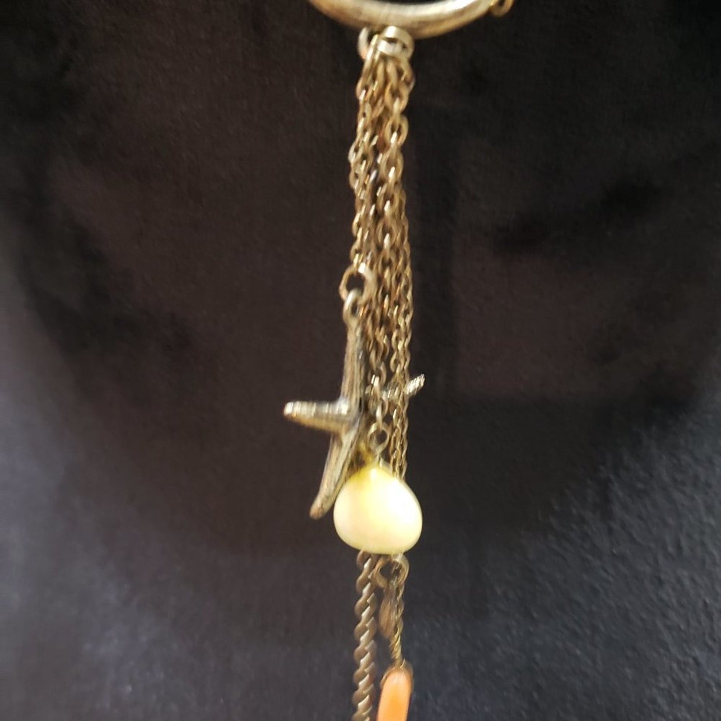 Womens Fashion Yellow Sea Glass Stone and Star Fish Collar Necklace Jewelry