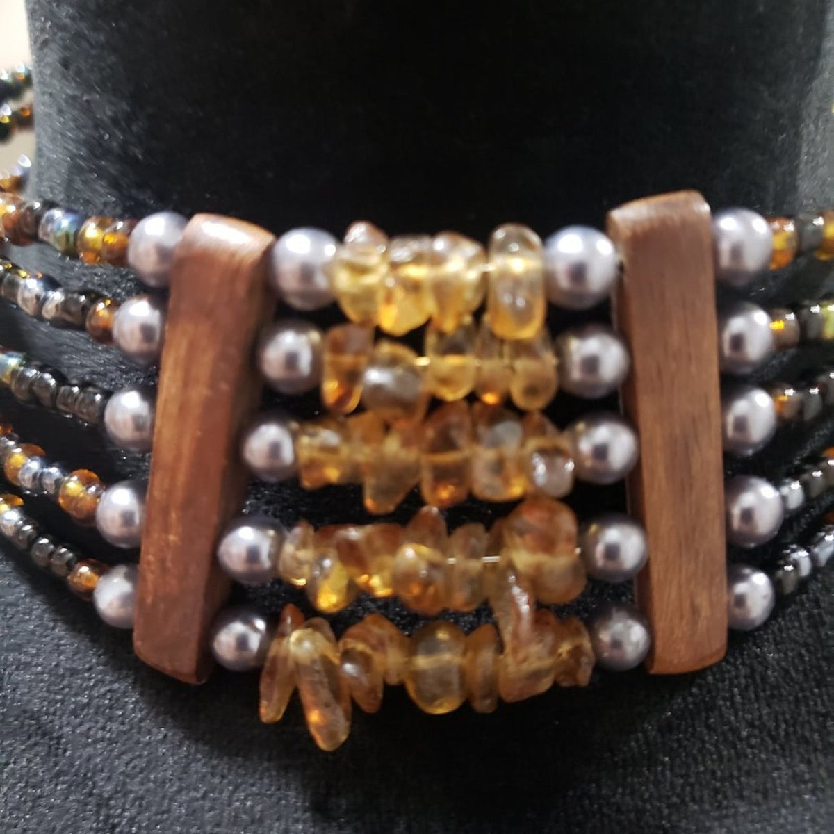 Womens Fashion Multicolor Ancient Layered Beaded Choker Necklace