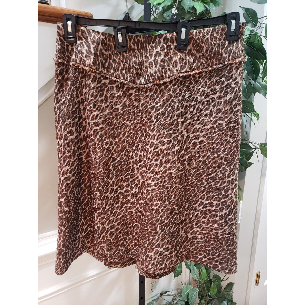 ECI Womens Brown Leopard Print Polyester Flat Front Casual Pencil Skirt Size 16W