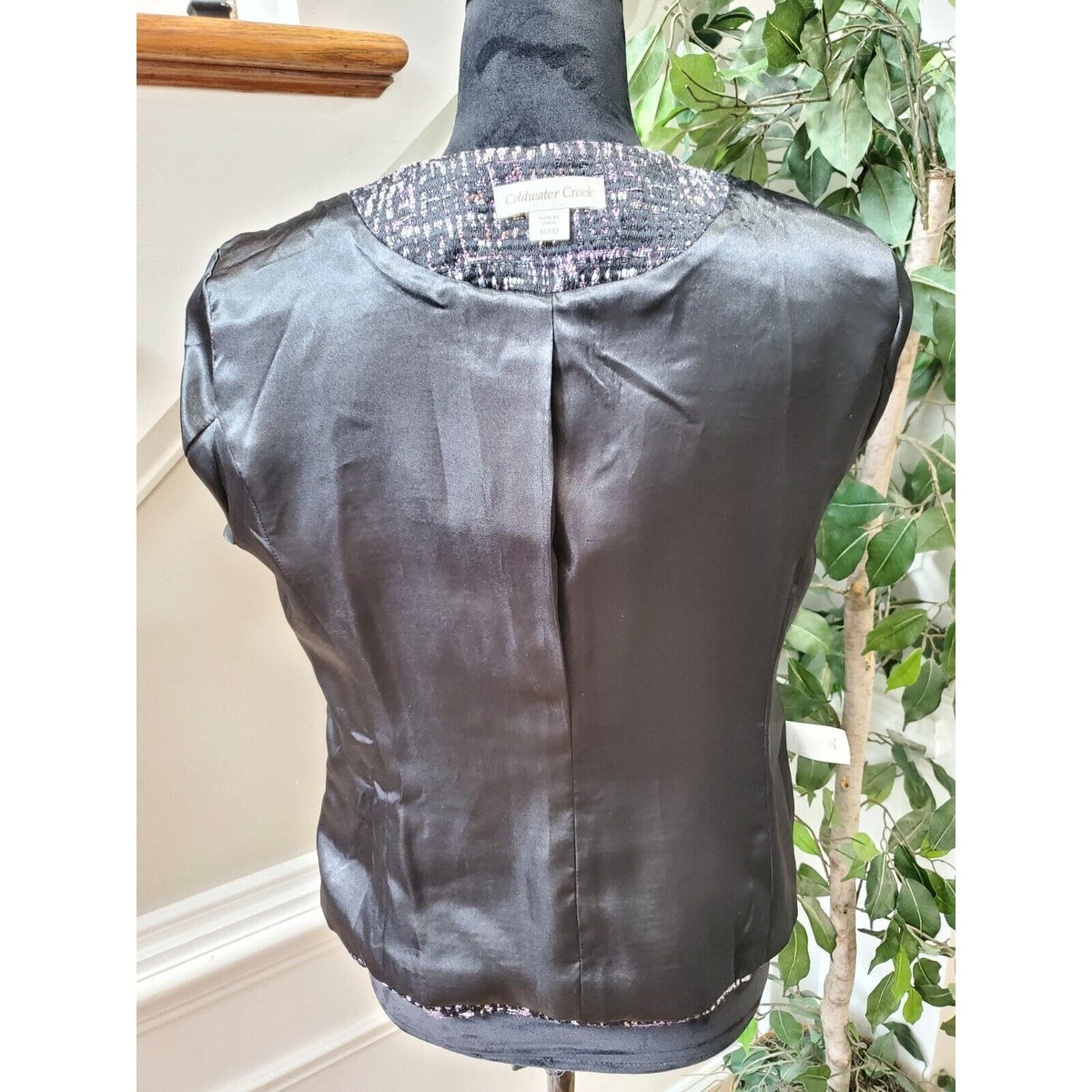Coldwater Creek Women's Purple Polyester Tweed 3/4 Sleeve Blazer Jacket Size XS