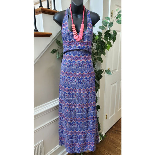 FOREVER 21 Women's Blue 100% Rayon Sleeveless Scoop Neck Long Maxi Dress Small