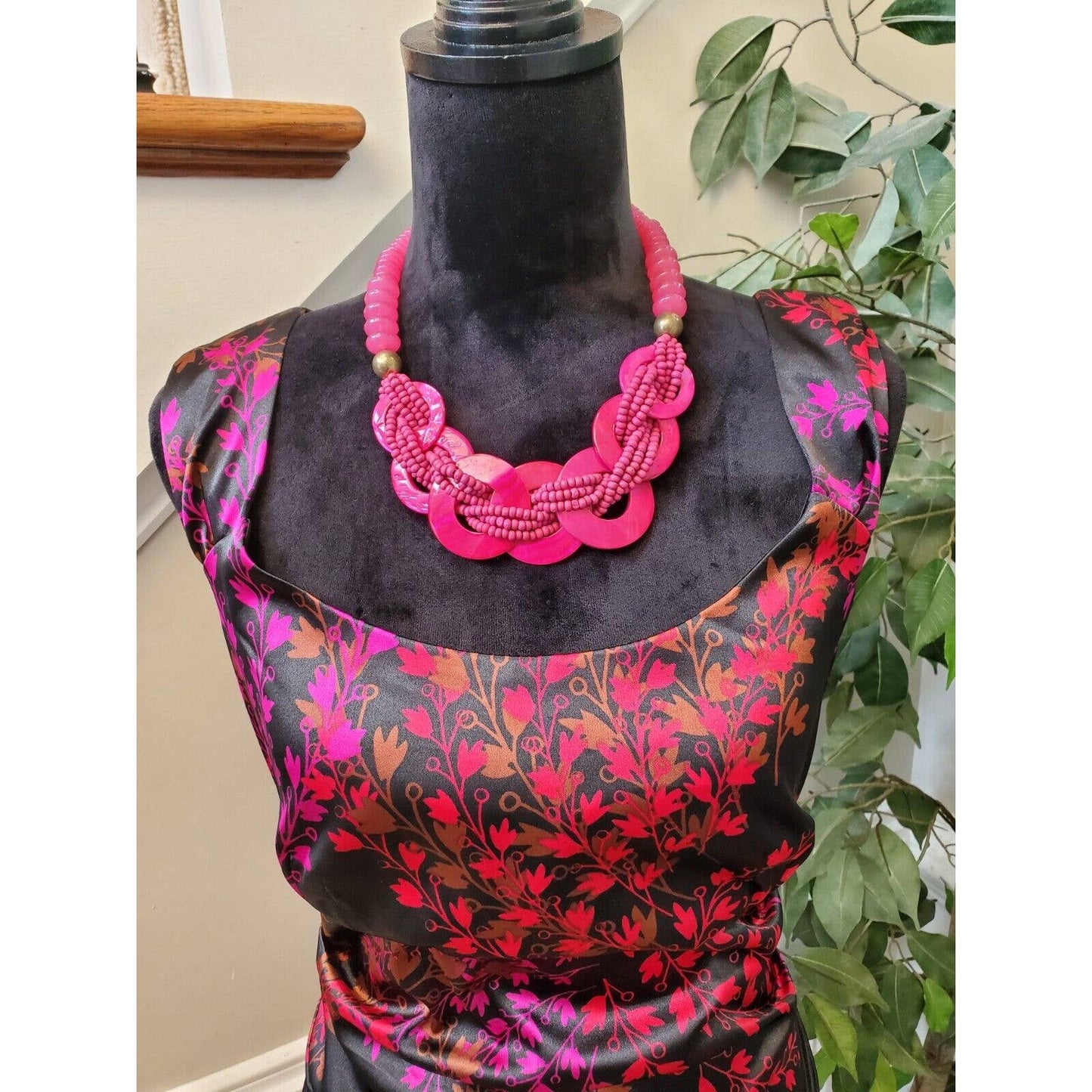 London Style Women Floral Polyester Square Neck Sleeveless Knee Length Dress 12