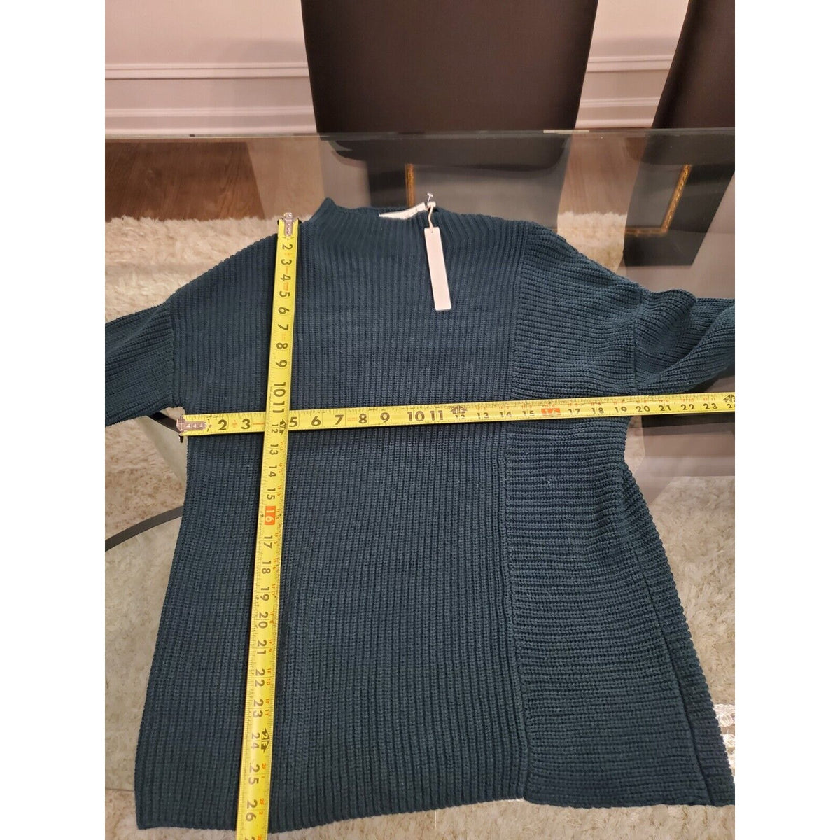 Calson Women's Green Cotton Long Sleeve Mock Neck Pullover Knit Sweater Small
