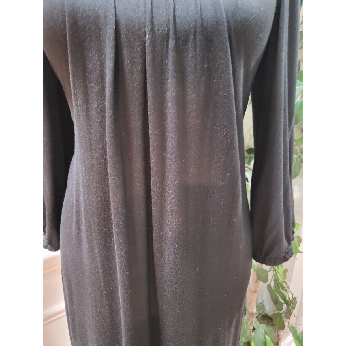 Chico's Women's Black Solid Viscose Off Shoulder Long Sleeve Knee Length Dress S