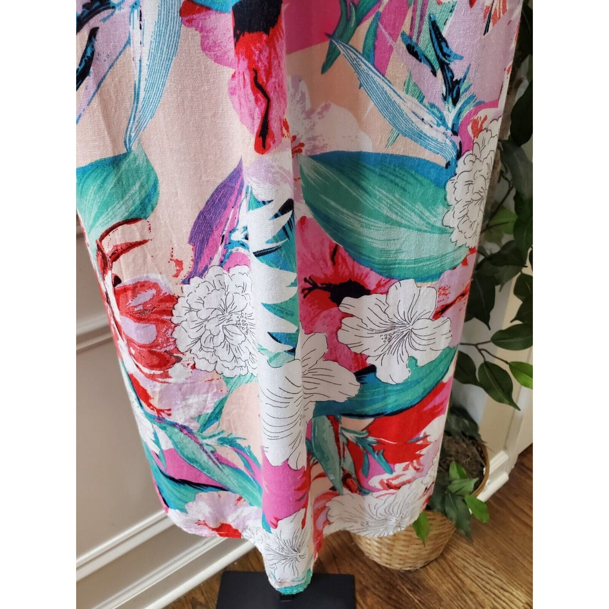 America & Beyond Women Floral Viscose One Shoulder Off Casual Long Maxi Dress M